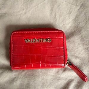 Valentino Scarlet Croc-Embossed Wallet